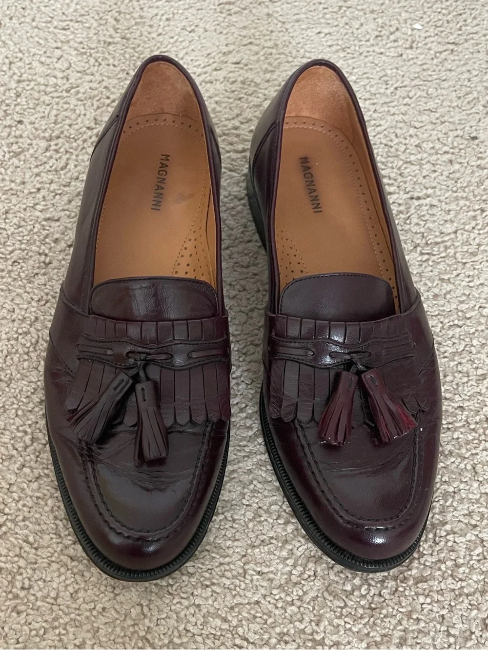 Men's Magnanni Dress Loafer 9341 Burgundy Tassels Kiltie Size 10 W Made in Spain